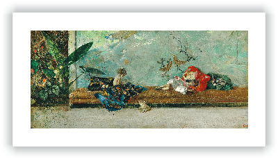 Los hijos del pintor, María Luisa y Mariano, en el salón japonés                                                               